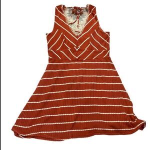 Bohemian Red Orange Striped Tank Dress